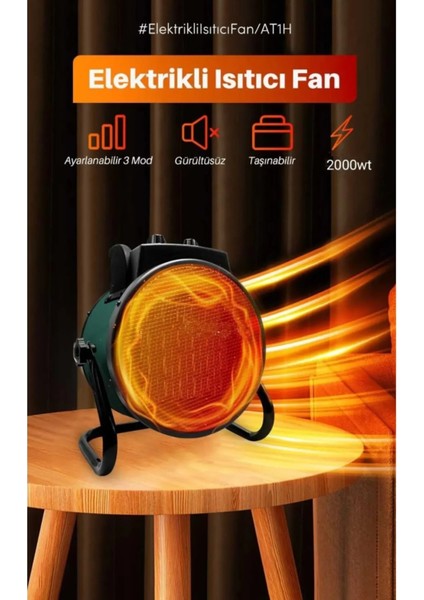 Taşınabilir Elektrikli Soba Fanlı Isıtıcı Sıcak Hava Fan Sessiz Taşınabilir 2000W