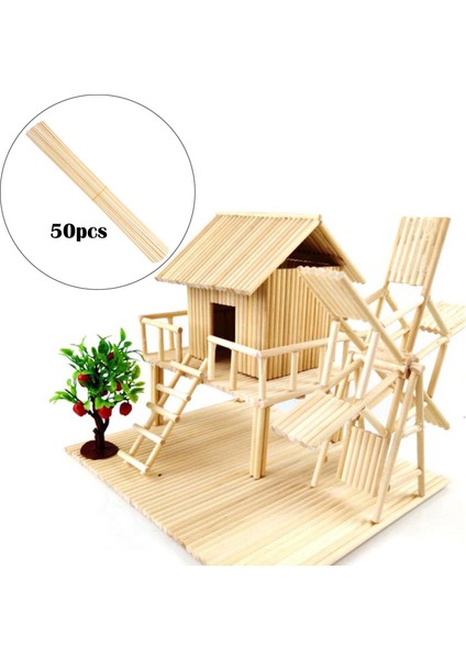 Bitmemiş Bambu Çubuklardan Yuvarlak Çubuk Yapımı, Model Dübel Çubukları 20 6×300MM (Yurt Dışından)