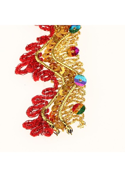 Giysiler Için 14 Metre Altın Payetler Dantel Şerit Süslemeler Kenar Elbise Kostümleri, Kırmızı, 13M Kırmızı 13M (Yurt Dışından) modelleri