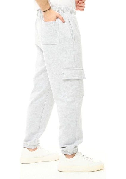 Erkek Kargo Cepli Jogger Eşofman Altı Kar Melanj fırsatları