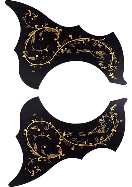 2 Adet 40 41IN Halk Gitar Pickguards Pvc Sol ve Sağ El Aksesuarları Seti 2 * Siyah Altın (Yurt Dışından)