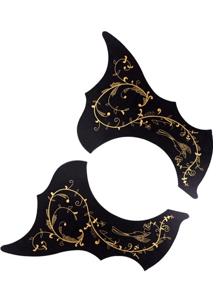 2 Adet 40 41IN Halk Gitar Pickguards Pvc Sol ve Sağ El Aksesuarları Seti 2 * Siyah Altın (Yurt Dışından)