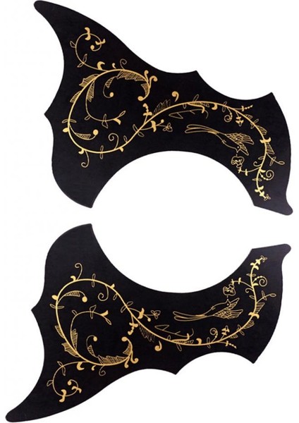 2 Adet 40 41IN Halk Gitar Pickguards Pvc Sol ve Sağ El Aksesuarları Seti 2 * Siyah Altın (Yurt Dışından)