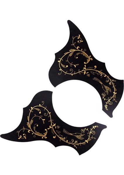 2 Adet 40 41IN Halk Gitar Pickguards Pvc Sol ve Sağ El Aksesuarları Seti 2 * Siyah Altın (Yurt Dışından)