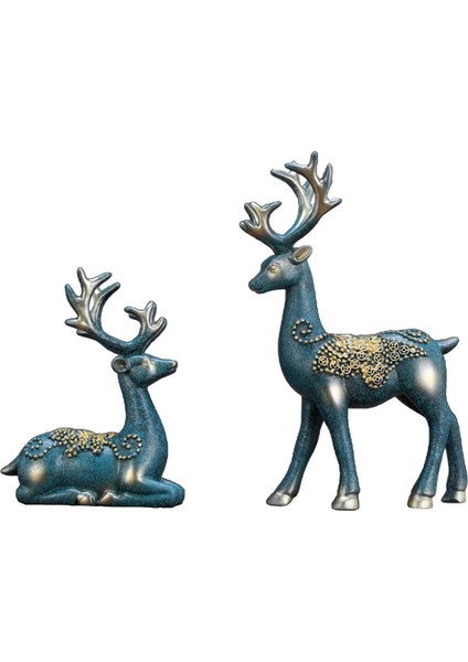 2 Ren Ği Heykelcik Reçine Heykeli Noel Hediyesi Için Mavi (Yurt Dışından)