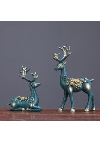 2 Ren Ği Heykelcik Reçine Heykeli Noel Hediyesi Için Mavi (Yurt Dışından)