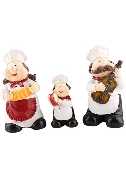 3 Şef Heykeli Figürler Reçine Heykel Aşçı Çiftlik Evi Üstü (Yurt Dışından)