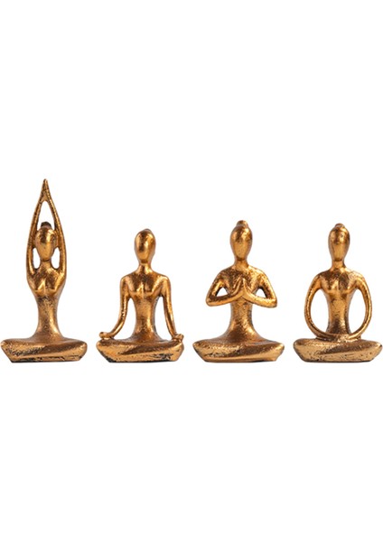 4 Yoga Poz Heykeli Şekil Meditasyon Süsleme La Décoration De (Yurt Dışından)
