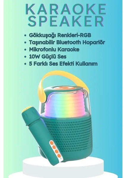 Retro 5 Farklı Ses Efektli, Mikrofonlu Karaoke - Mavi fiyatları