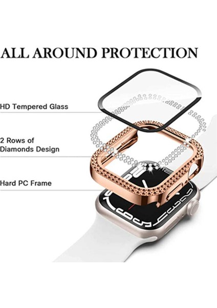 Apple Watch Serisi 9 8 7 41MM Watch Kılıf Rhinestone Elektrokaplama Pc Çerçevesi Temperli Cam Film (Yurt Dışından) fiyatları