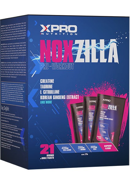 Noxzilla Pre-Workout 18GR 21 Saşe Ahududu