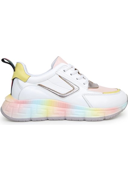 Enna Hakiki Deri Pudra Detaylı Sneaker Beyaz
