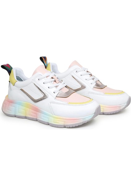 Enna Hakiki Deri Pudra Detaylı Sneaker Beyaz