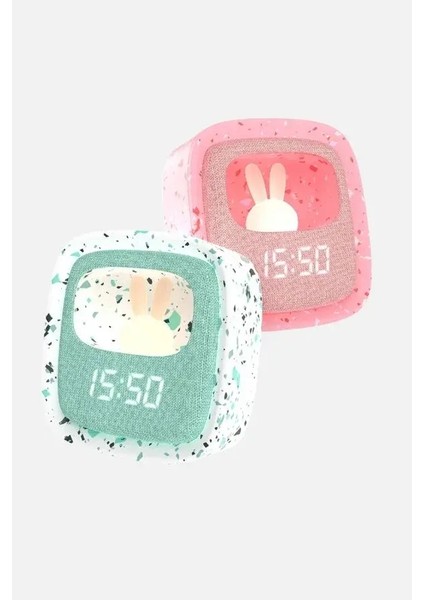 Turkuaz Terazzo Tavşan Masaüstü Saati ve Gece Lambası fırsatları