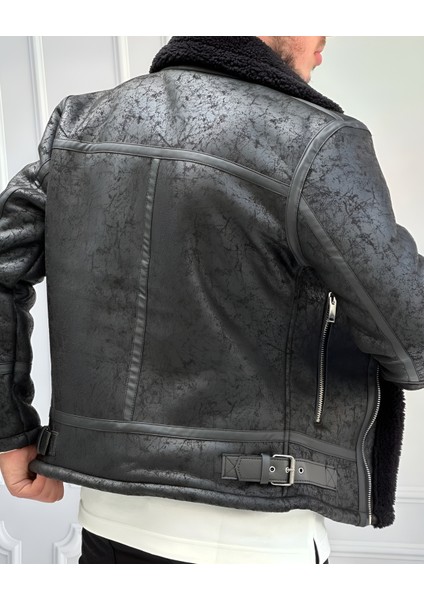 Erkek Siyah Napa Deri Ceket Içi Komple Kürklü Deri Mont fiyatları