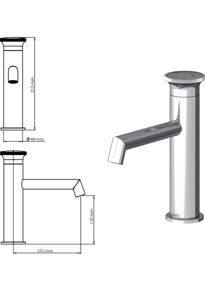 E 5518 Arte Leo S Lavabo Bataryası-Siyah fiyatları