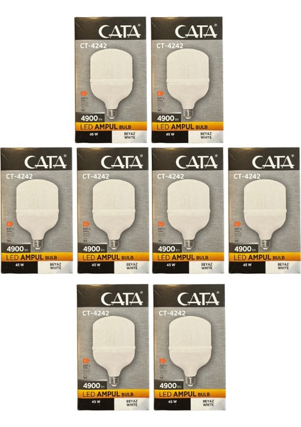CT-4242 45W 6400K (Beyaz Işık) E27 Duylu LED Torch Ampul (8 Adet)