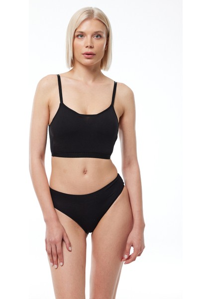 Kadın Siyah 6 lı Paket Modal Dar Kalıp Ara Bel Slip Külot 187 modelleri