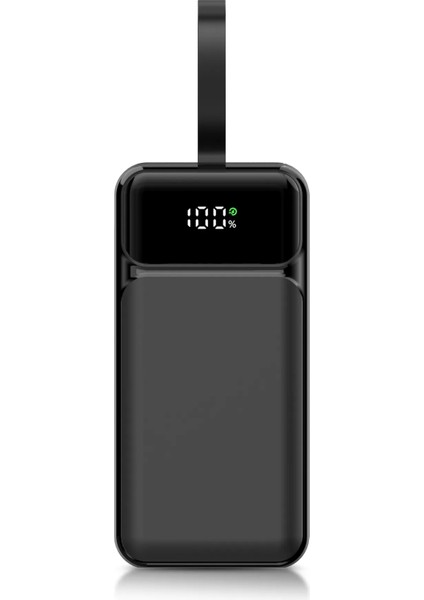 Siyah Powerbank 10.000 Mah Hızlı Şarj Destekli LED Işıklı Gösterge 3in1