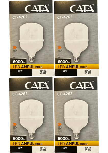 CT-4262 55W 6400K (Beyaz Işık) E27 Duylu LED Torch Ampul (4 Adet)