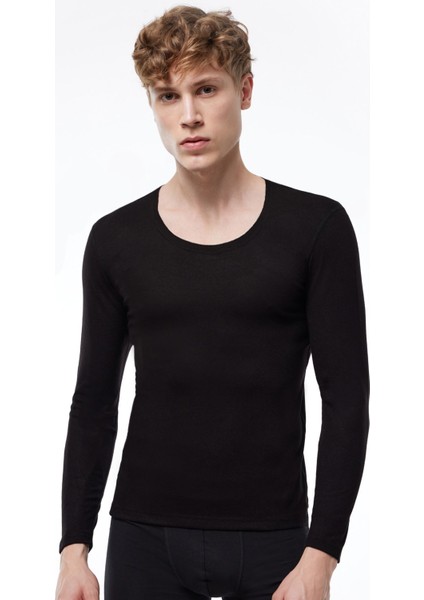 Unisex Siyah Açık Yaka Uzun Kollu Termal Içlik 343