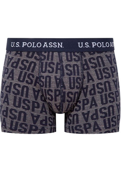 U.S. POLO ASSN. Erkek İndigo-Lacivert-Baskılı 3 lü Boxer  80503