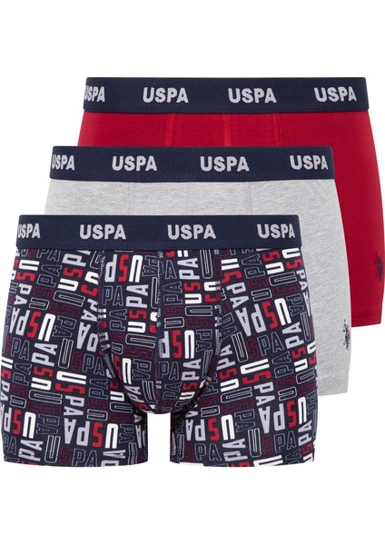 Erkek Gri Melanj-Bordo-Baskılı 3'lü Boxer 80509