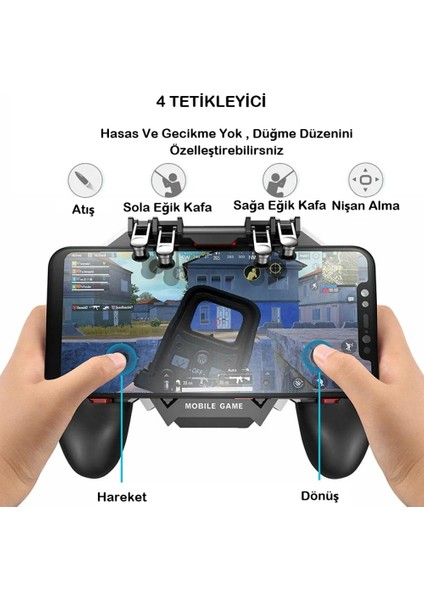 Duhalıne Pubg Mobile Oyun Konsolu Tüm Telefonlar Için Uyumlu Ateş Tetik Düğmesi- Telefon Soğutuculu fiyatları