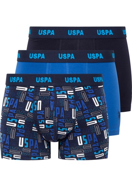 Erkek Lacivert-Saks-Baskılı 3'lü Boxer 80509