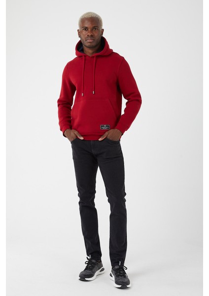 Içi Polarlı Regular Fit Standard Kesim Kanguru Cepli Basic Kapüşonlu Sweatshirt