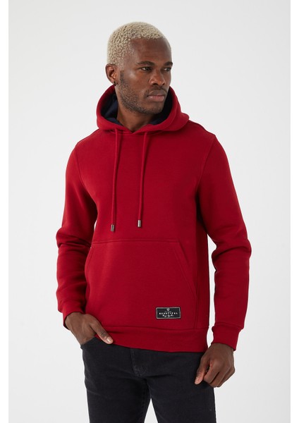 Içi Polarlı Regular Fit Standard Kesim Kanguru Cepli Basic Kapüşonlu Sweatshirt