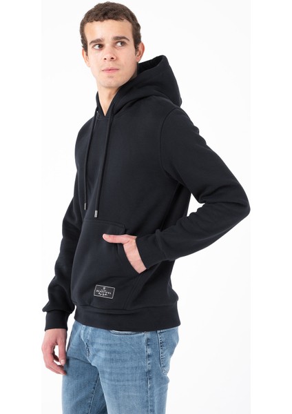 Içi Polarlı Regular Fit Standard Kesim Kanguru Cepli Basic Kapüşonlu Sweatshirt