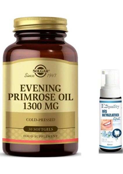 Evening Primrose Oil 1300 Mg 30 Kapsül - Diş Beyazlatıcı Köpüğü