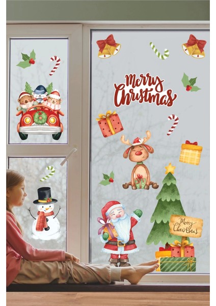 Yılbaşı Temalı Cam Duvar Mobilya Sticker 35X100 cm