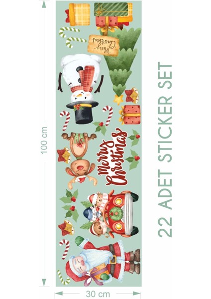 Yılbaşı Temalı Cam Duvar Mobilya Sticker 35X100 cm fiyatları
