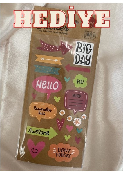 Kişiye Özel Hayallerinin Peşinden Git Tasarımlı Lastikli Defter ve Sticker Hediyeli