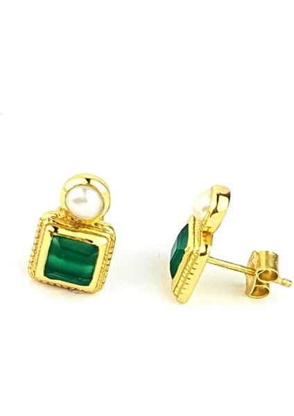 Inci ve Kök Zümrüt Taşlı 925AYAR Gümüş Üzerine Altın Kaplama Tasarım Doğal Taş Küpe modelleri