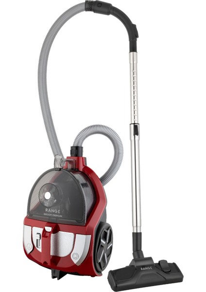 Range Broom Premıum Kırmızı 890W Toz Torbasız Süpürge Geniş Hacim Xl