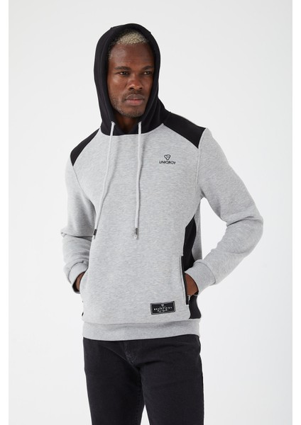 Içi Polarlı Regular Fit Standard Kesim Kanguru Cepli Basic Kapüşonlu Sweatshirt