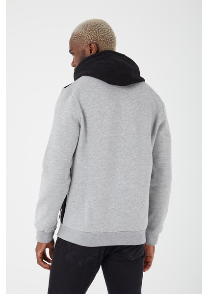 Içi Polarlı Regular Fit Standard Kesim Kanguru Cepli Basic Kapüşonlu Sweatshirt