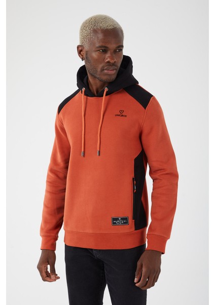 Içi Polarlı Regular Fit Standard Kesim Kanguru Cepli Basic Kapüşonlu Sweatshirt