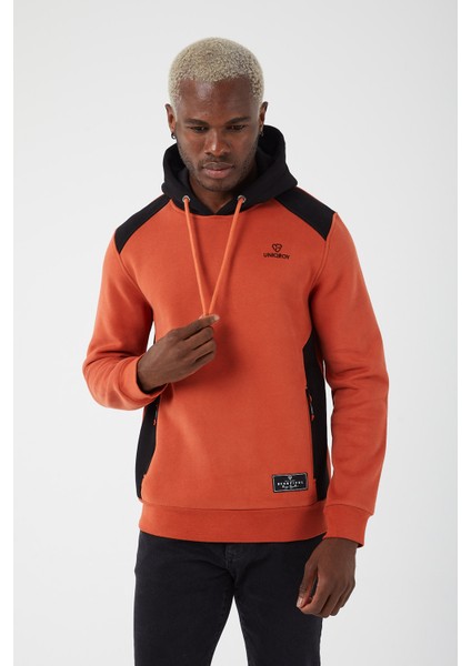 Içi Polarlı Regular Fit Standard Kesim Kanguru Cepli Basic Kapüşonlu Sweatshirt