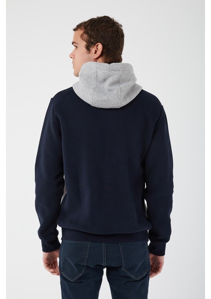 Içi Polarlı Regular Fit Standard Kesim Kanguru Cepli Basic Kapüşonlu Sweatshirt