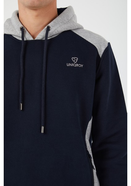 Içi Polarlı Regular Fit Standard Kesim Kanguru Cepli Basic Kapüşonlu Sweatshirt
