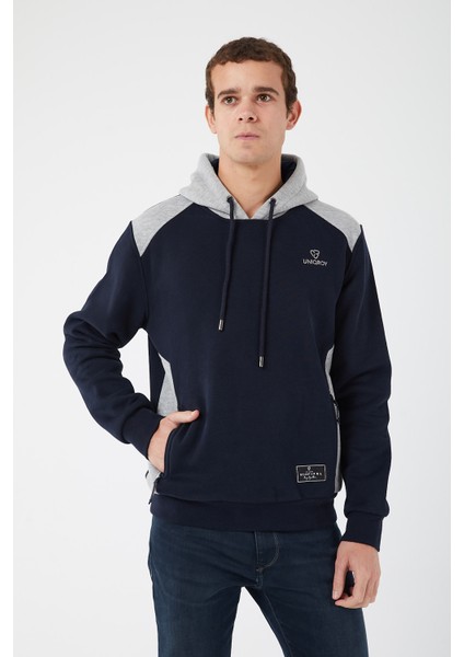 Içi Polarlı Regular Fit Standard Kesim Kanguru Cepli Basic Kapüşonlu Sweatshirt