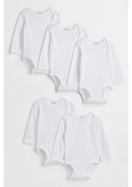Organik Pamuk 5li Beyaz Uzun Kollu Bebek Body fiyatları