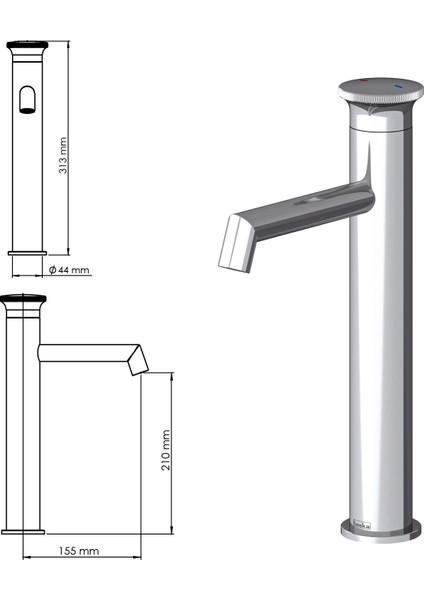 E 5528 Arte Leo L Lavabo Bataryası-Full Siyah fiyatları