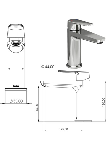 E 5616 Quars Lavabo Bataryası-Krom fiyatları