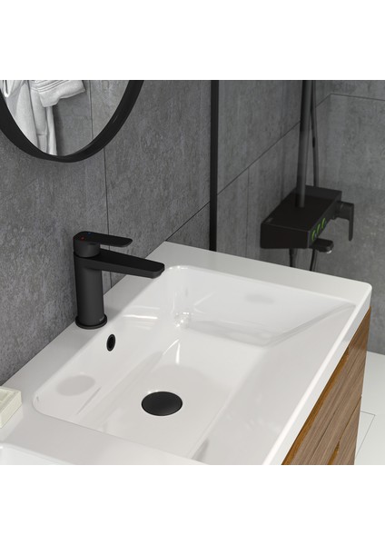 E 5618 Quars Lavabo Bataryası- Full Siyah modelleri
