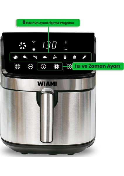 Airfryer 6.5l Inox Akıllı Hava Fritözü